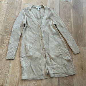 White House Black Market Long Cardigan Button Front Sweater